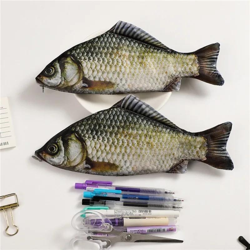 Creative Funny Crucian Carp Shape Pencil Bag Douyin Same Personality Funny Change Korean Version Simulation Crucian Carp Station