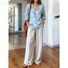 Gentle Temperament Printed Top Set, Classic Bohemian Pattern, Loose Wide-leg Pants for Summer Casual Wear