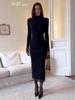 2025 Autumn Elegant Black Slimming Lace Dress for Women