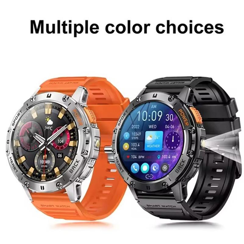 K65 Smart Watch Amoled Screen LED Flashlight Men Bluetooth Call Sports Fitness Tracker Health Monitor Smartwatch