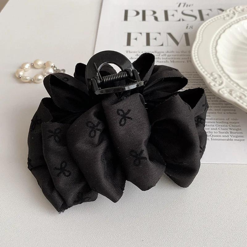 

New Elegant Print Hair Clip Bow Hair Claw for Women Large Size Fashion Headwear Hairpin Crab Barrette Hair Accessories