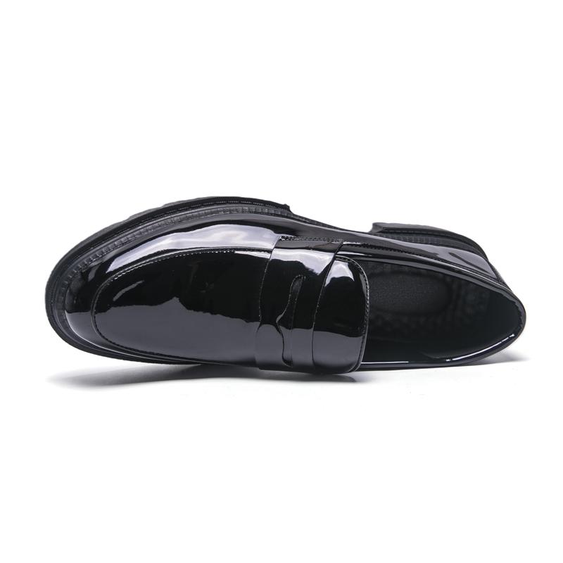 Ανδρικά Μοκασίνια Μαύρα Λευκά Πλατφόρμα Ύψους Δερμάτινα Παπούτσια Χοντρή Σόλα Επίσημα Επαγγελματικά Παπούτσια Γάμου Χορού Μεγάλο Μέγεθος