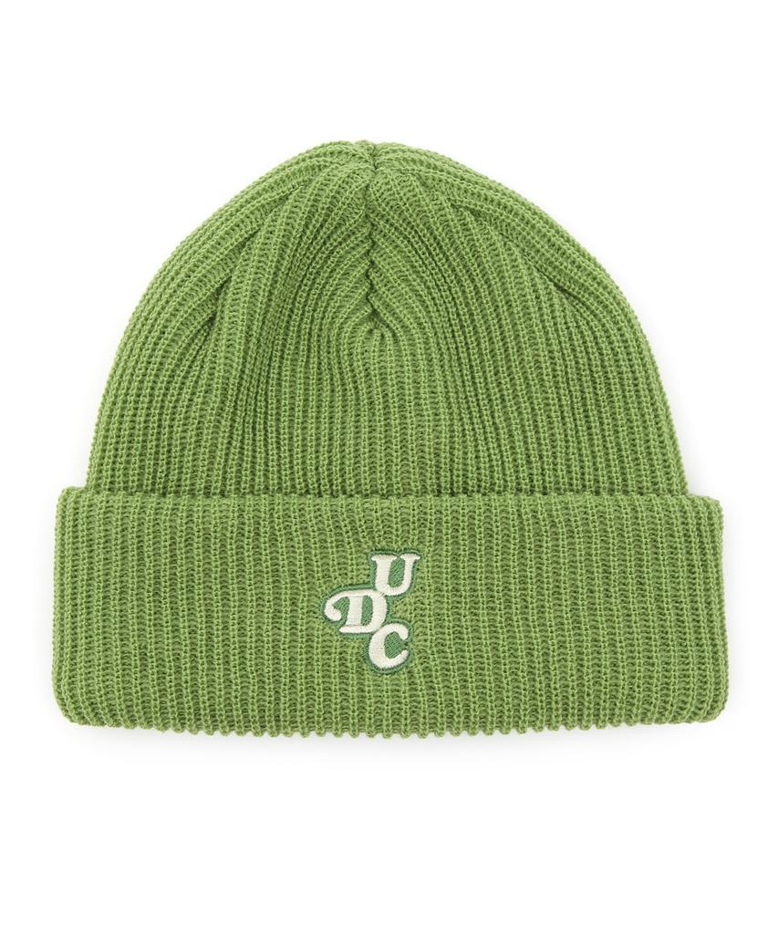 Eondeokeonteulol Winter Short Beanie Ribbed Knit Logo Embroidery Unisex Beanie Hat Beanie / Original Script / Green