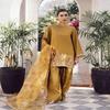 Mustard Gold Straight Kurta Set with Embroidered Dupatta