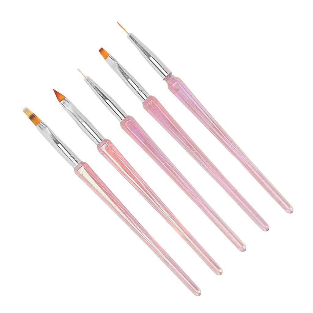 5pcs Nail Art Brushes Set Various Shapes Fine Drawing Nail Art Striping Brushes Transparent