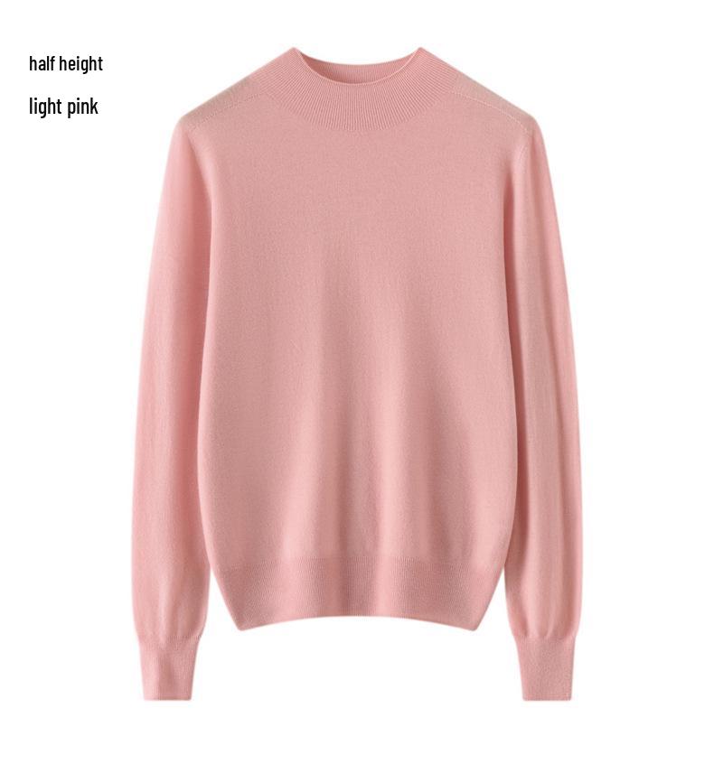 Women's 100% Pure Wool Seamless Knit Sweater, Machine Washable, Round Neck Spring Top