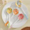 Kawaii Flower Ceramic Soup Spoon Cute Korean Ice Cream Hand Painted Coffee Dessert Long Handle Spoon Kitchen Accessories