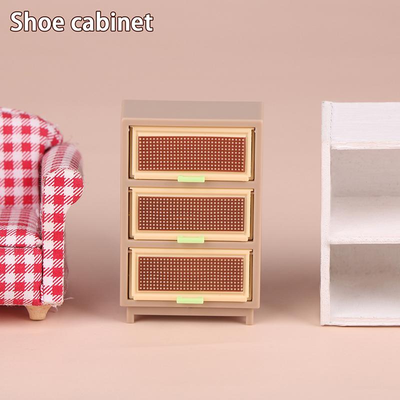 Miniatur Kastanien Nachttisch Kommode Aufbewahrungsschrank 1:12 Puppenhaus DIY Zubehör Möbel Modell Spielzeug