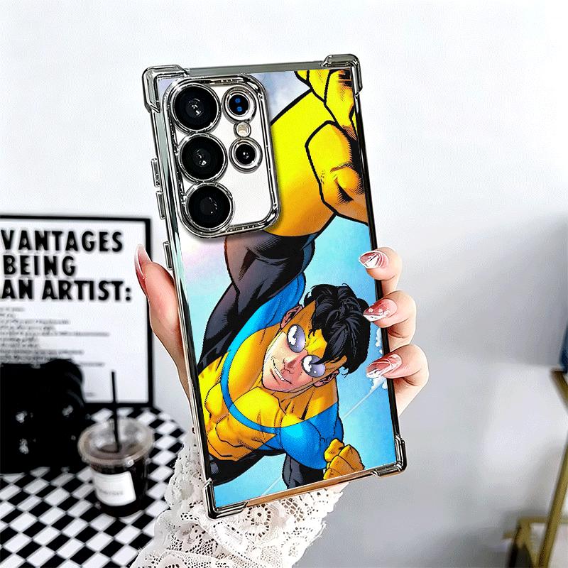 I-Invincible Anime Plating Phone Case For Samsung Galaxy S24 S25 FE S26 Edge S23 Ultra S22 S21 Plus S20 Anti-Fall Airabag Cover