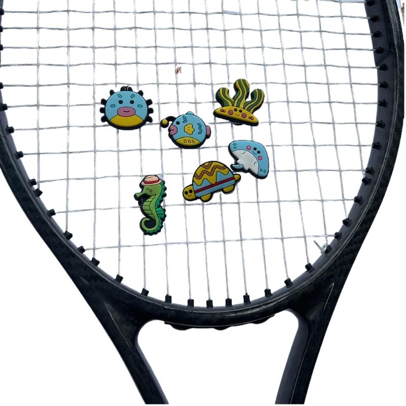 Amortiguador de Raquetas de Tenis de Silicona con Diseños de Océano de Dibujos Animados para Amortiguación de Vibraciones y Decoración Encantadora