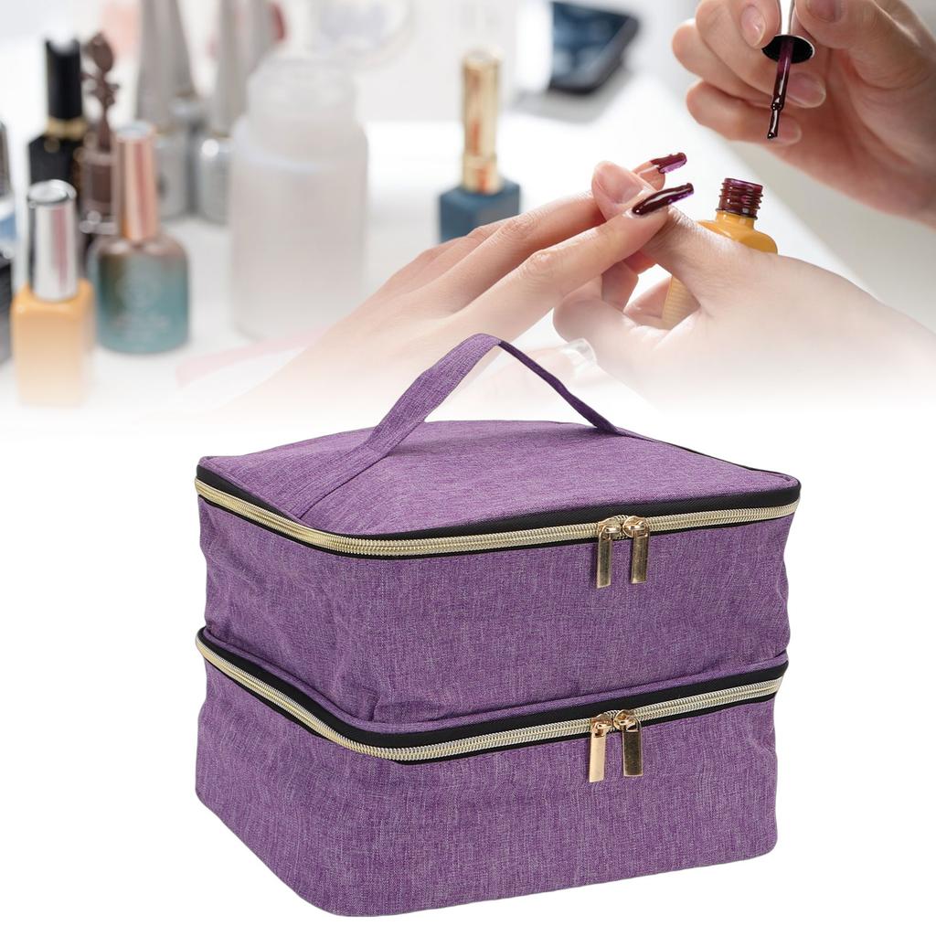 Nail Polish Storage Bag Hold 30 Bottles Large Capacity Portable Nail Polish Nail Lamp Carrying Case for Manicure