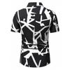 Spring Summer Men Spell Color Short Sleeve Shirt Men Casual 3D Digital Print Simple Style Shirt Tops 100% Polyester