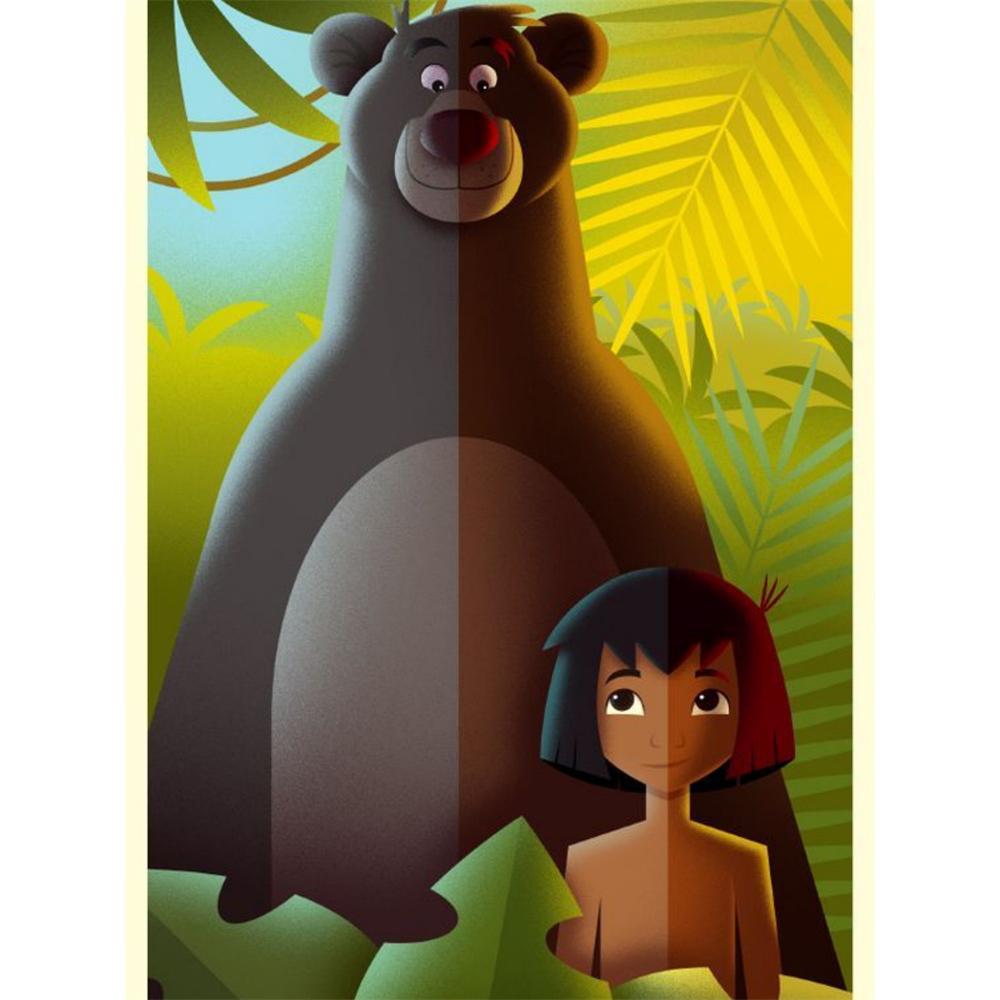 

Disney Diamond Painting Artistic Illustrations of The Jungle Book Cute Cartoon Cross Stitch Set 5D DIY Home Decor Round 20x30cm