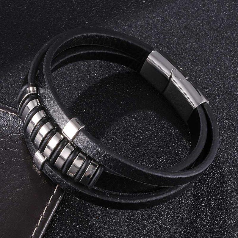 Trendy Charm Punk Rock Leather Bracelet Men Bangles Armband Jewelry Braided Rope Fashion Accessories