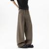 Old Qian Feng Double-breasted Pleated Casual Pants Men's and Women's Winter A-shaped Silhouette Suit Pants Drape Loose Wide-leg Trousers