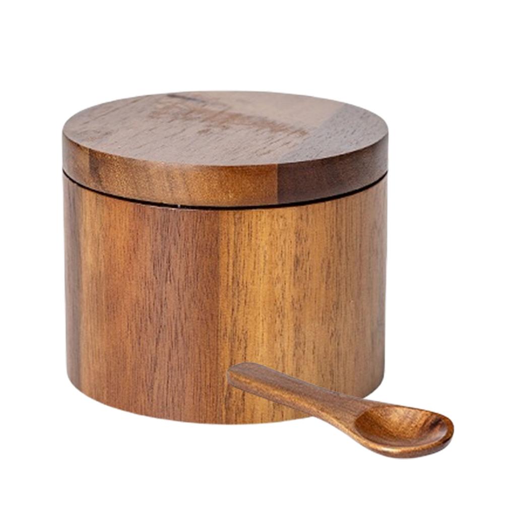 Freshness Preserving Spice Holder Practical Wood Spice Holder Convenient Container with Lid for Gourmet Cooking