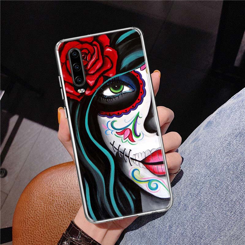 

Catrina Beautiful Rose Girl Skull Cover Phone Case For Huawei P30 P20 P10 P40 P50 Pro Mate 20 40 30 10 Lite Popular Fundas Art G Huawei Mate 40 Pro