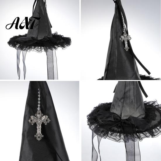 Spooky Party Streamers Halloween Witch Hat Hanging Decor, Spider Web Ribbon Prop for Party, Dark Wizard Costume Accessory Masquerade Decorations
