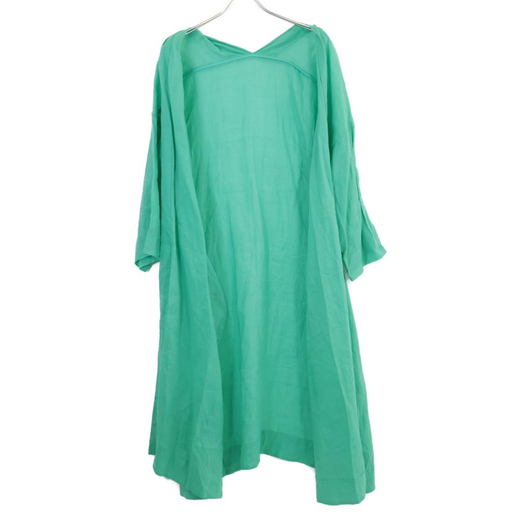 PLAIN PEOPLE Green linen gown coat coat 9 greenUsed