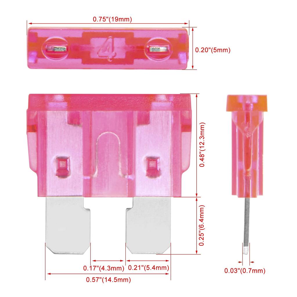 Heschen 25pcs Standard Fuse ATC-4 Auto Assorted Car Truck 4A Pink