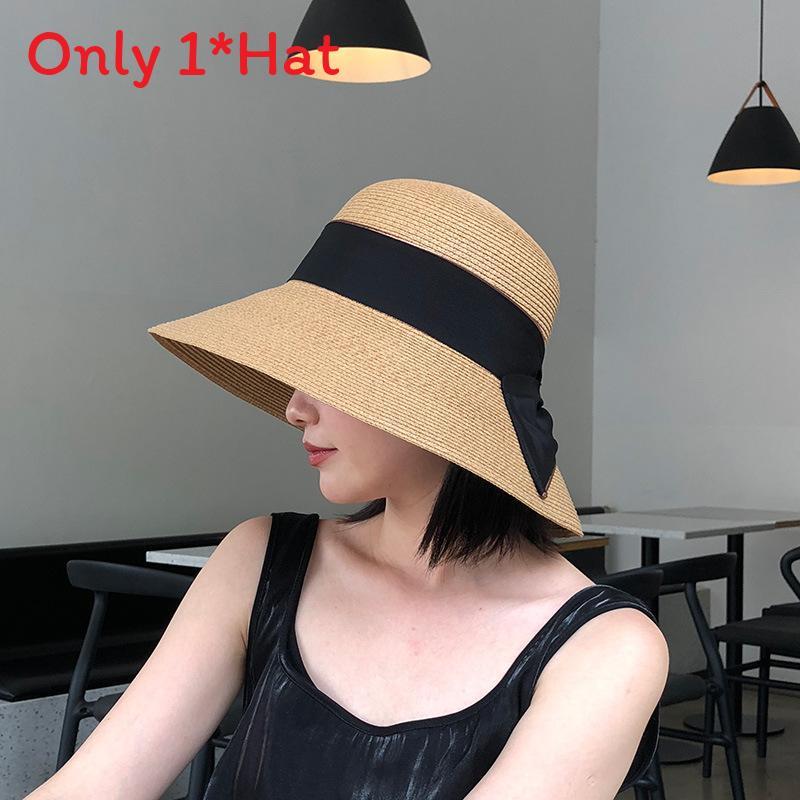 Straw Hat For Women Summer Foldable Sun Hat With Butterfly Bow For Beach And Outdoor Activities