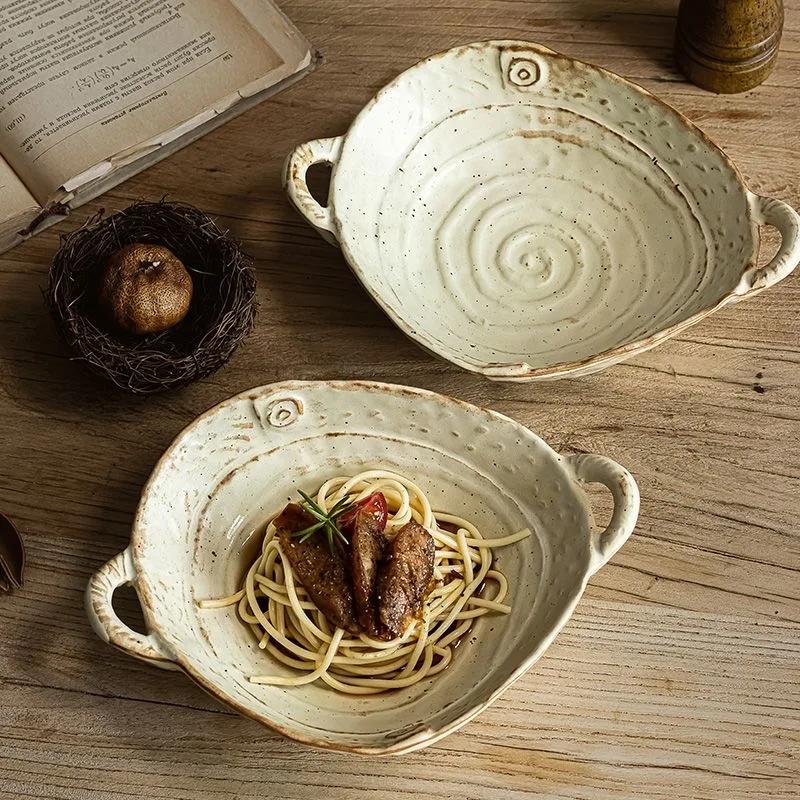Ceramic Bowl Luxury Ramen Noodle Bowl Fruitplate Kitchen Utensils Microwave Creative Tableware Table Services Pretty Decoration