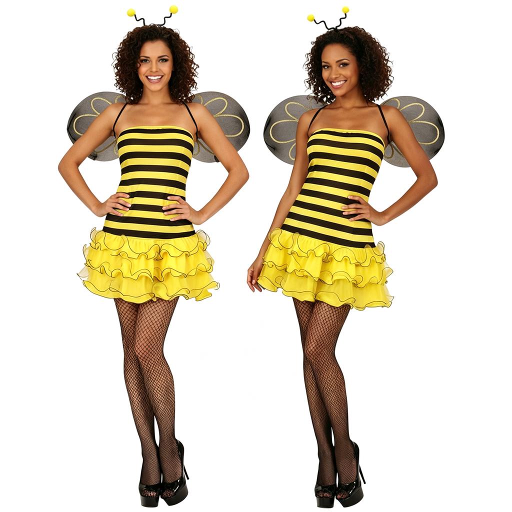 Halloween Bees Costume Accessories Set Bumble Bees Wing Antenna Headband Tutus Dress Bees Outfits for Adult Womens Gift