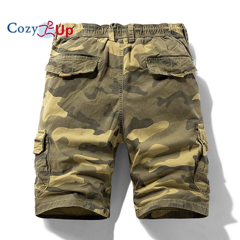 Cozy Up Men's Cargo Shorts Casual Cotton Multi-Pockets Elastic Waist Camo Shorts