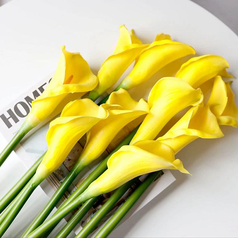 10PCS Purple Calla Lily Artificial Flower Bouquet Calla Lily Bridal Bouquet Wedding Flower Arrangement Decor Home Spring