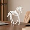 Artistic Horse Figurine 3D Printed Abstract Statue, Minimalist Hollow White for Shape Decor Desk Decor, Animal Ornament Home Living Room