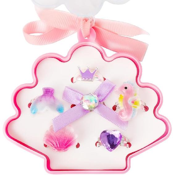 PinkSheep Kids Rings for Girls: 6Pcs Toddler Rings for Kids - Cute toddler rings age 2-4 - Princess Rings for Little Girls Jewelry In Box, Little Shell