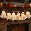 Festive Party Hanging Decorations Halloween Glowing Ghost Decor, Spooky Light Up Ornament for Holiday Decor Scene, Indoor Outdoor Wall