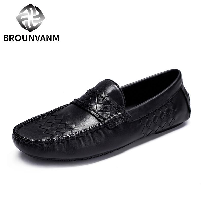 Bowei Herren Doudou Schuhe Lazy One Pedal Lässige Leder Gewebte Lederschuhe Britische Mode Fahrschuhe Herrenschuhe