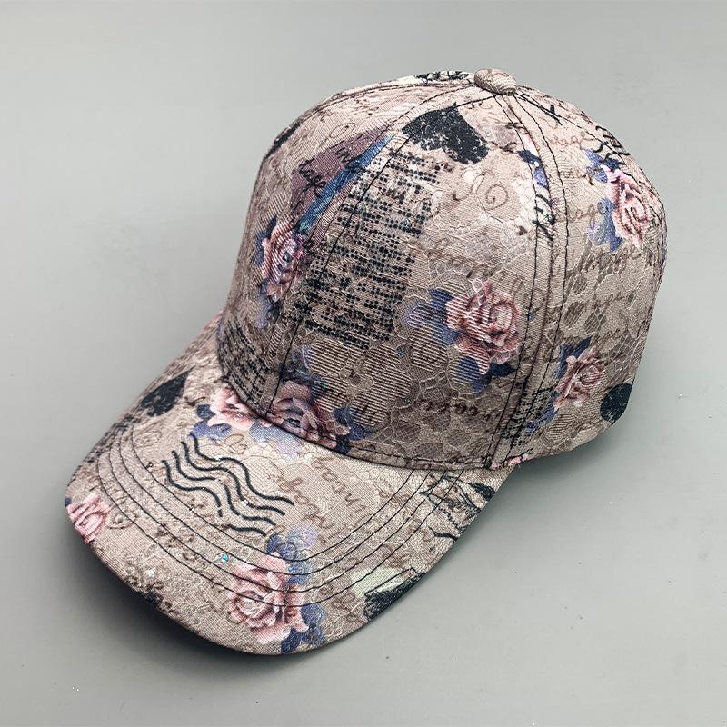 Hip Hop Kpop Flower Ladies Baseball Cap Cotton Guochao Street Reflective Versatile Sports Breathable Sun Hat