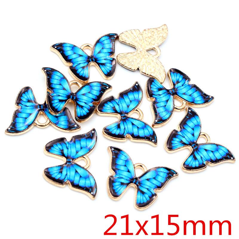 10pcs 21x15mm 19x16mm Colorful Butterfly Charms Pendant Enamel Metal Charms Necklace Bracelet DIY Jewelry Making Accessories