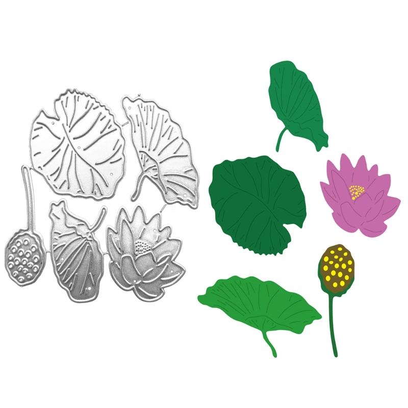 Carbon Steel DIY Lotuses Flower Leaf &  Cutting Dies Embossing Stencils Template for Decorative Paper Album Card