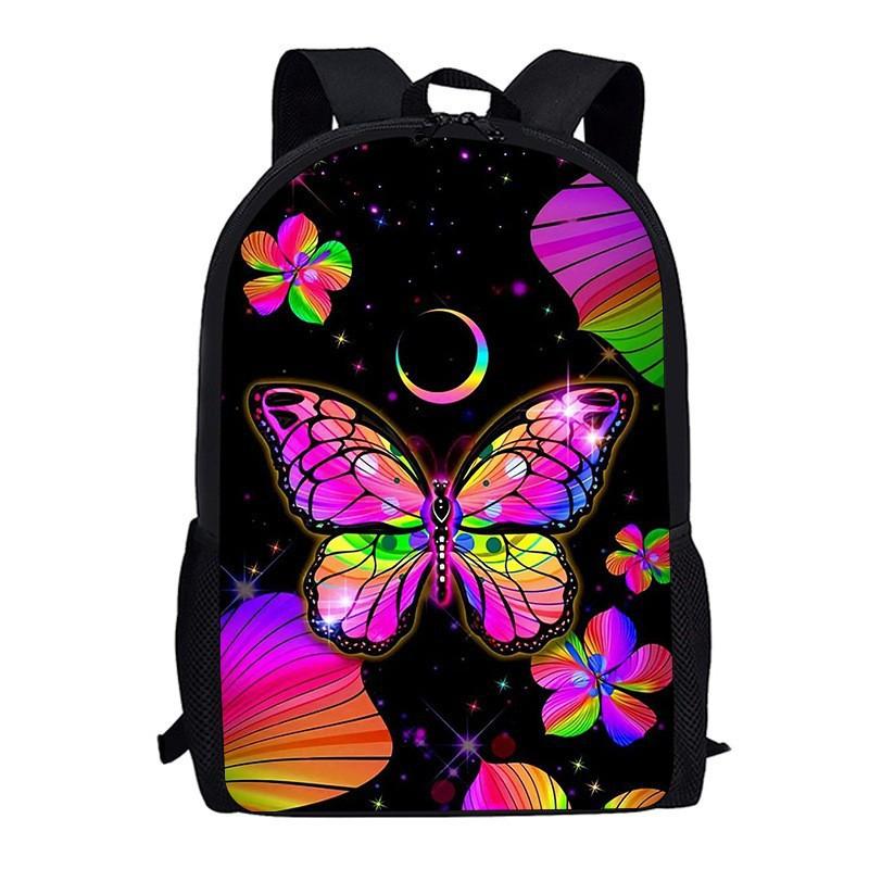 Classic Popular Funny Butterfly Notebook Backpacks Pupil School Bags 3D Print Oxford Waterproof Boys/Girls Laptop Backpacks