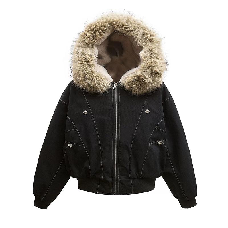 Retro Autumn and Winter Metal Buckle Design Hooded Jackets Men's Thick and Warm Hooded Cotton Jacket Long Sleeved