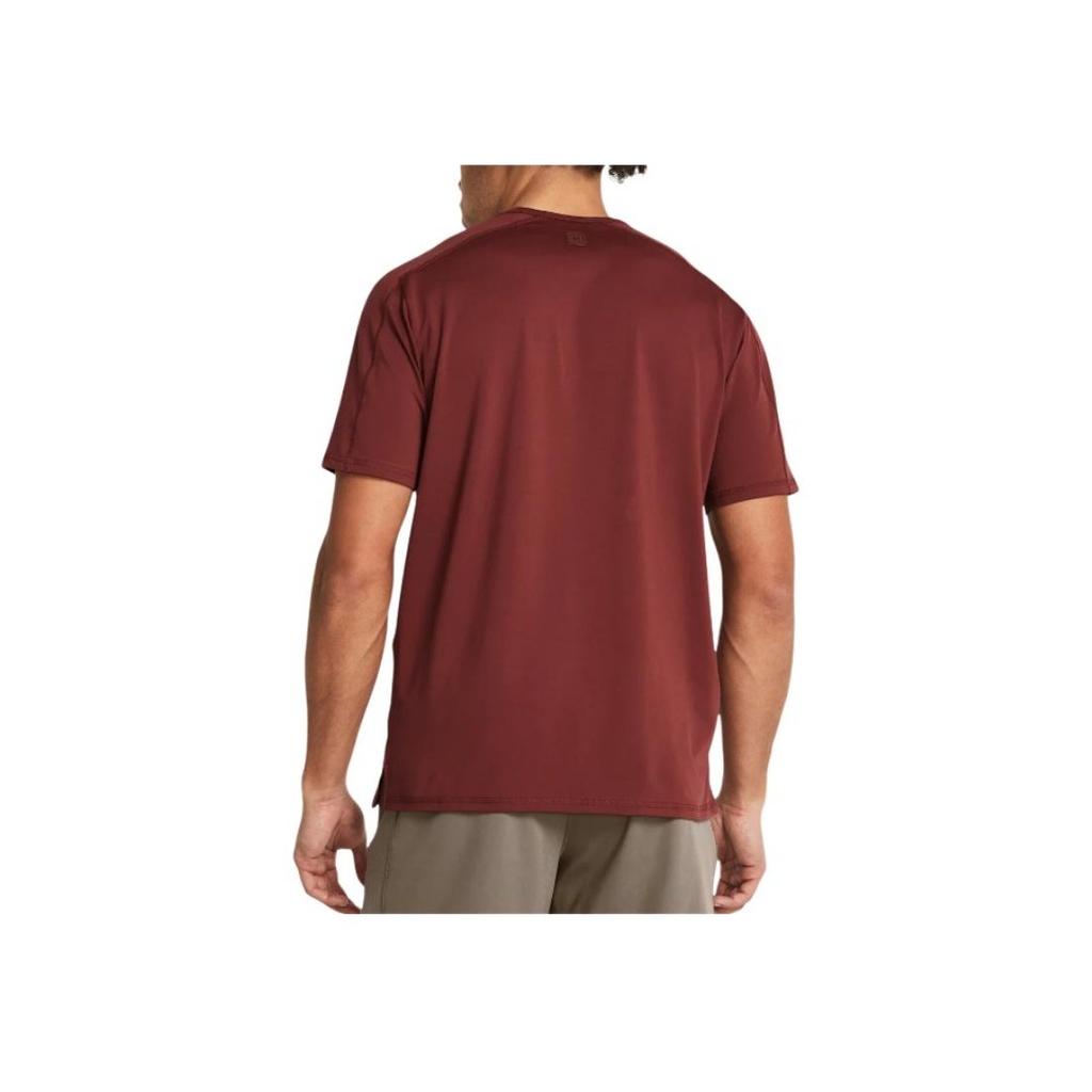 Under Armour Solid Color Casual Slim Fit Short Sleeve T-Shirt Men Tops Dark-Burgundy 1379670-688