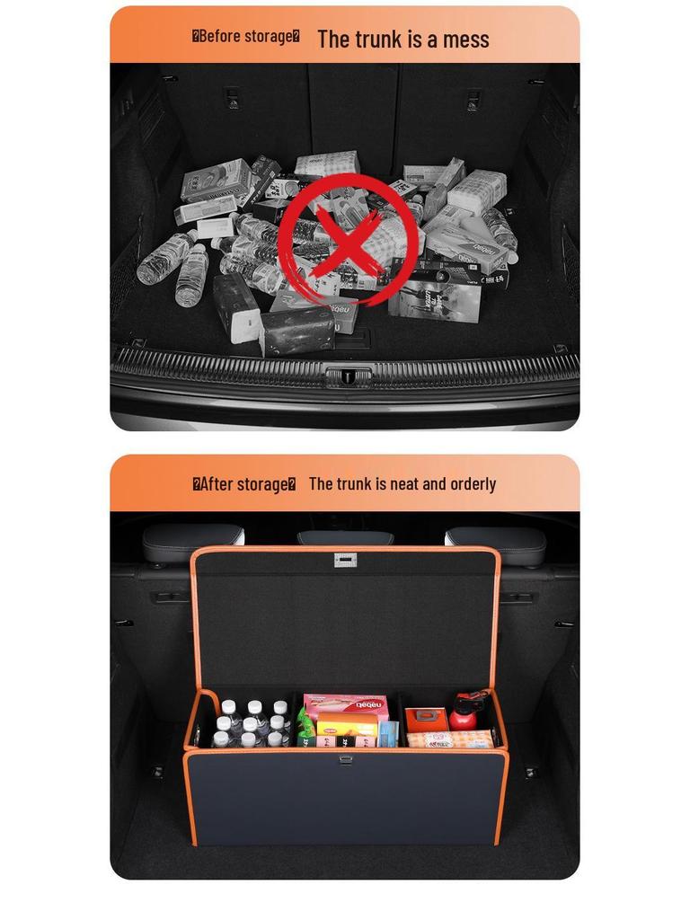 Foldable Car Trunk Organizer - Large Capacity Flip-Top Storage Box