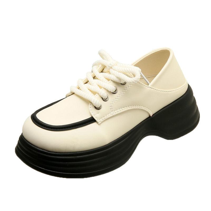 

Туфли-лодочки в стиле ретро на толстой подошве и две маленькие кожаные туфли для женщин, осень 2024, новые модные туфли с круглым носком на шнуровке 39