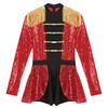 Women Circus Ringmaster Cosplay Costume Shiny Sequins Long Sleeve Fringed Shoulder Leotard Dress Halloween Jumpsuit Costume