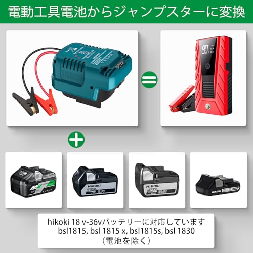 Car Jump Starter Adapter Compatible with Hitachi 18V & 36V MAX Batteries, 11AWG, 12V Portable Car Jump Cable, Automotive Booster Cable Adapter, Jump D