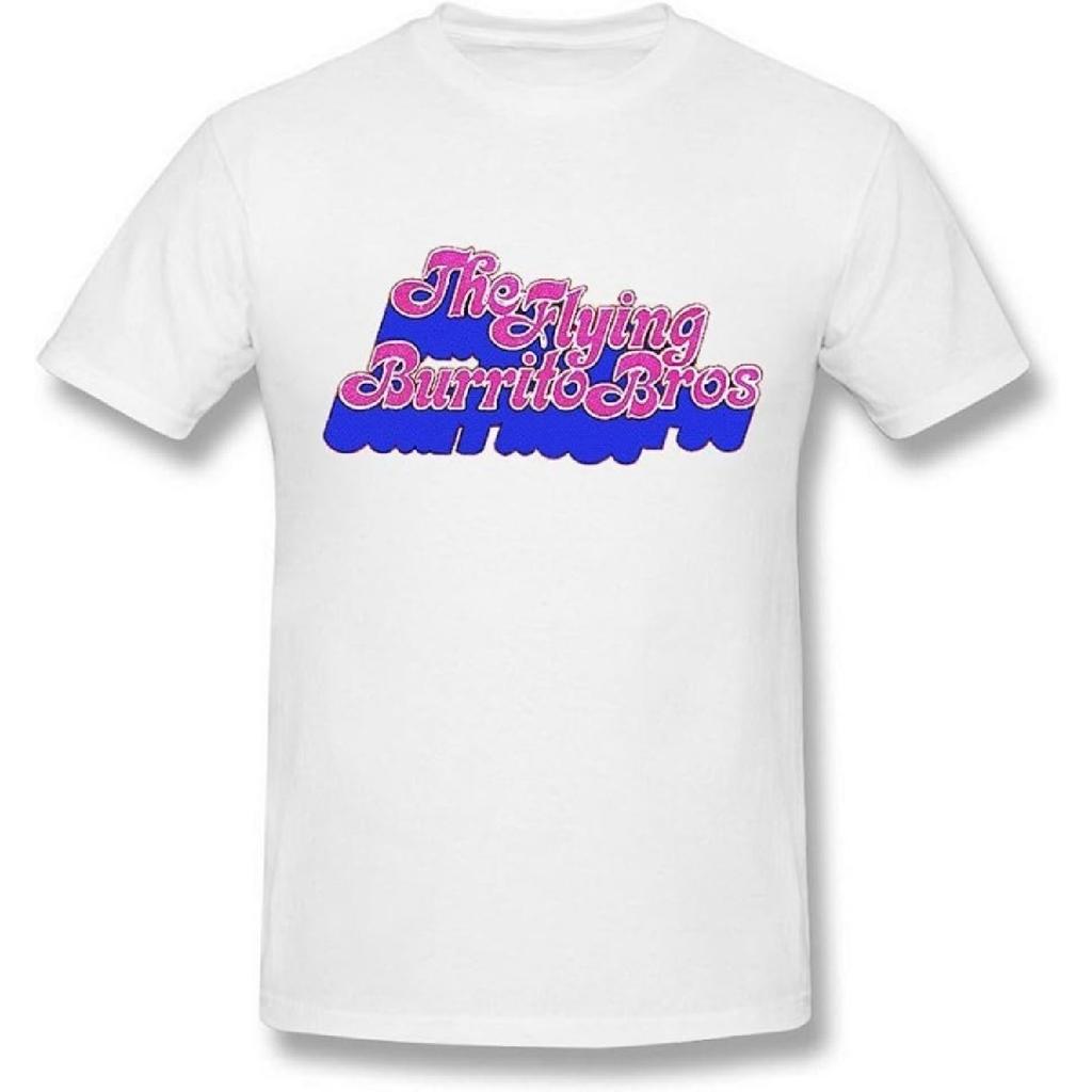 AICH Men's The Flying Burrito Brothers Band Logo White T Shirt Size L