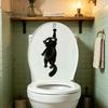 Bathroom Toilet Decals Furry Black Cat Seat Sticker, Waterproof PVC Decal, Removable Pattern Cute Animal Wall Art for Tank And Lid Decoration Humorous