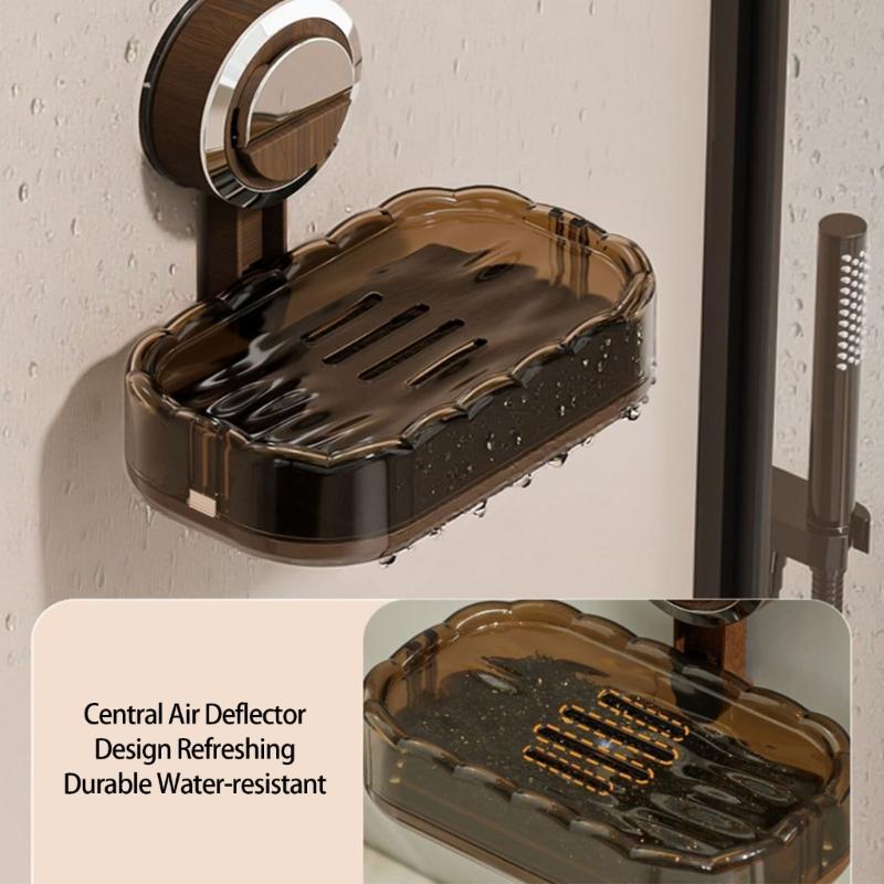 Elegante Portasapone con Ventosa Design Drenaggio Acqua Organizzatori Bagno Salvaspazio Scaffale in Plastica