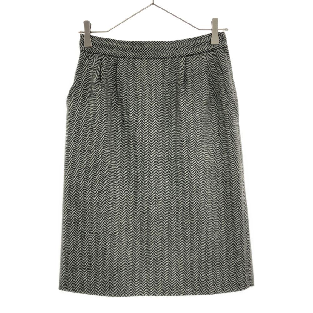YVES SAINT LAURENT 90s wool Herringbone Midi length Tight Skirt Women Used