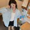 Blue Striped Bow Print Long-sleeved Shirt Women's Spring and Autumn Design Sense Niche Loose Shirt All-match Blouse Trend