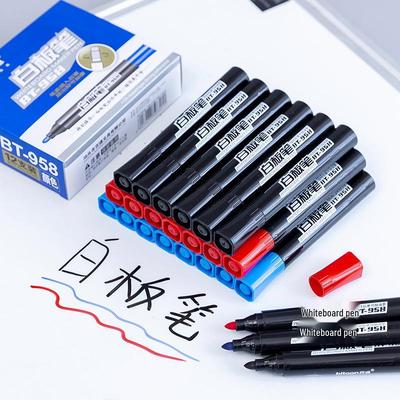 Baitong Refillable Whiteboard Markers: Erasable Thick Tip Pens In Red, Blue, Black - Perfect for Office and Teaching Supplies.
