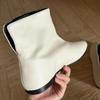 Korean version of the rear V-port niche design flat-bottomed white small short boots square Martin boots women's autumn and winter Chelsea boots